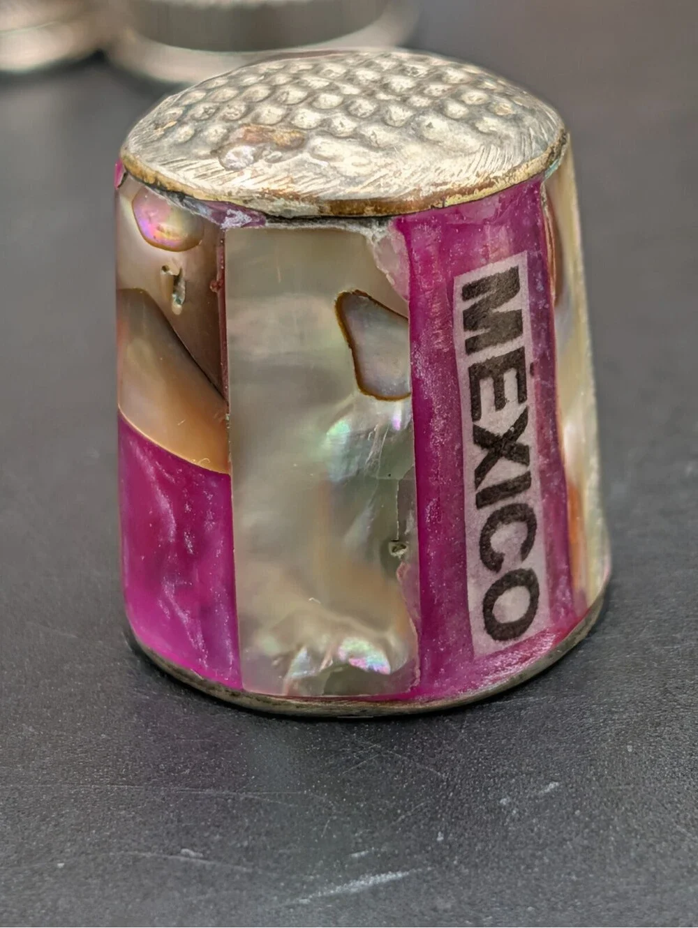 Vintage 925 Thimble Advertising Sewing Lot Boye Tatting Shuttle Mexico Abalone